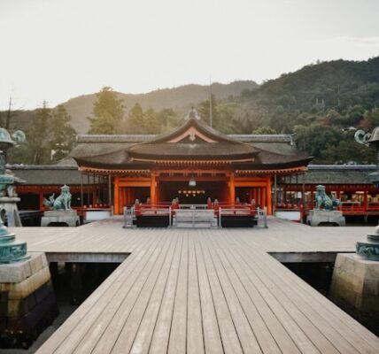 Morning ceremony at a Japanese temple, with monks chanting in a serene atmosphere