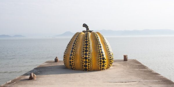 Setouchi Triennale 2025 art installation on a Japanese island with ocean backdrop